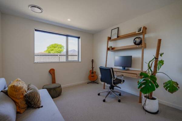 Architecturally designed home office within a modern house, part of a new build development delivered through professional design and build and home construction services in NZ.